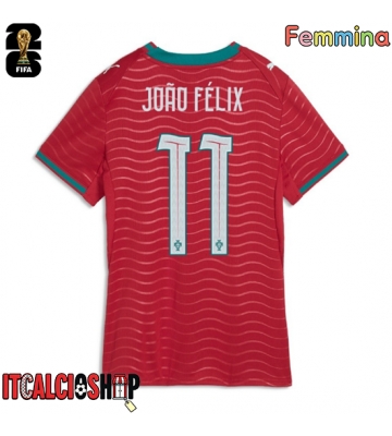 Portogallo Joao Felix #11 Prima Maglia Femmina Mondiali 2026 Manica Corta